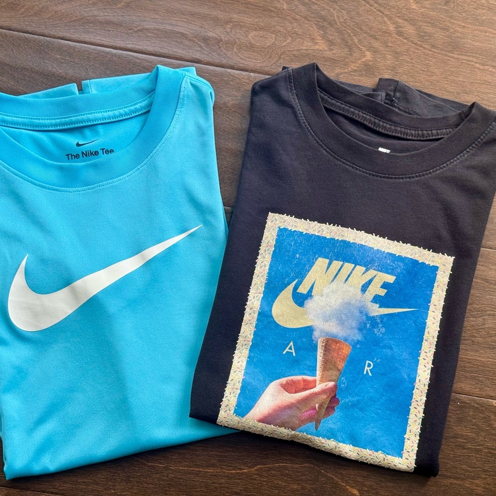 Nike Kids Blue and Black Graphic Tees